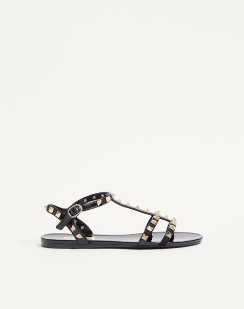 Valentino Garavani - Rockstud Flat Rubber Sandals - Black - Woman - Sandals